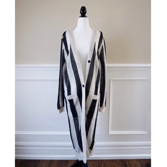 ⚡️SALE! BNWT mohair wool vertical stripe cardigan - Picture 5 of 12